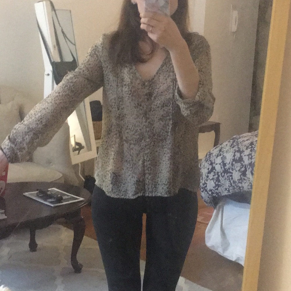 urban outfitters XS sheer cheetah blouse